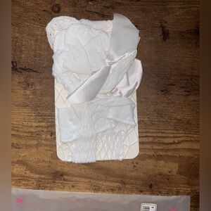 NWOT White Fishnet Thigh High Stockings with Bow